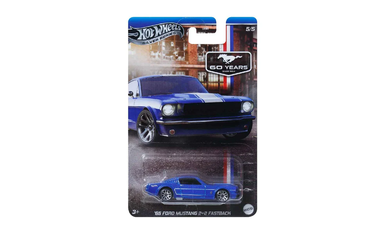 Hot Wheels Uzun Kart Silver Mustang 60.Yıl Serisi '65 Ford Mustang 2+2 Fastback