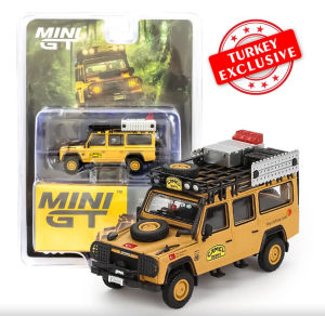 Mini GT 1/64 Land Rover Defender 110 1989 Camel Trophy Amazon Team Turkey Turkey Exclusive Blister Paket