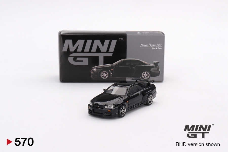 Mini GT 1:64 Nissan Skyline GT-R (R34) -Spec Black Pearl