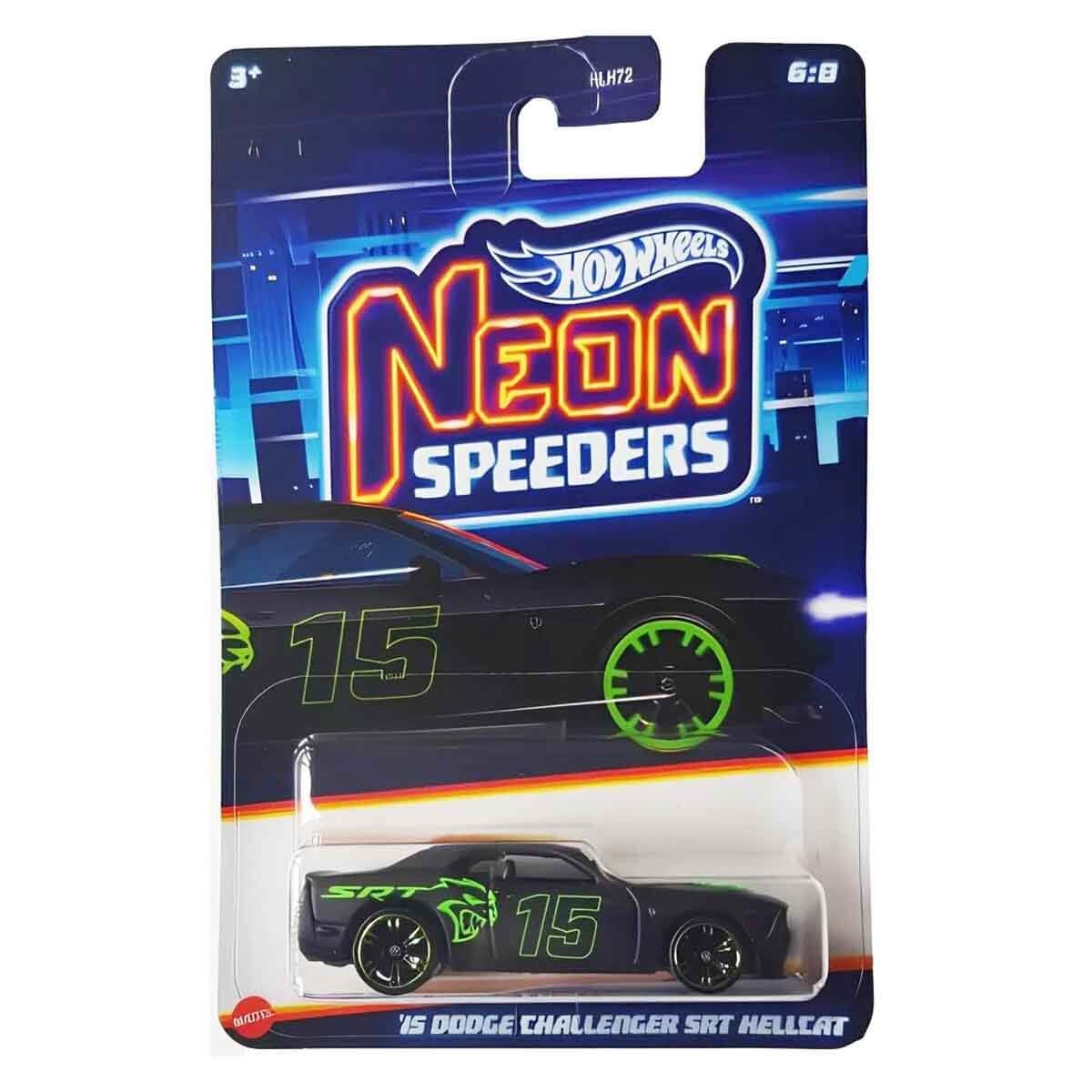 Hot Wheels Neon Yarışçılar Serisi Uzun Kart '15 Dodge Challenger Srt Hellcat