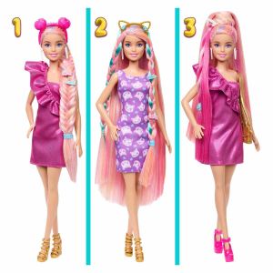 Barbie Upuzun Muhteşem Saçlı Bebekler Pembe Saçlı Bebek