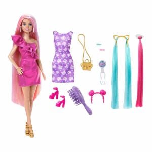 Barbie Upuzun Muhteşem Saçlı Bebekler Pembe Saçlı Bebek
