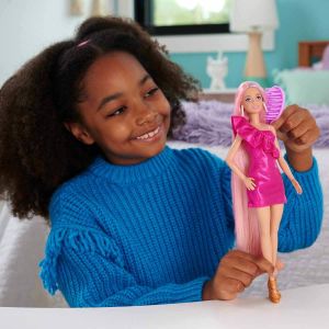 Barbie Upuzun Muhteşem Saçlı Bebekler Pembe Saçlı Bebek