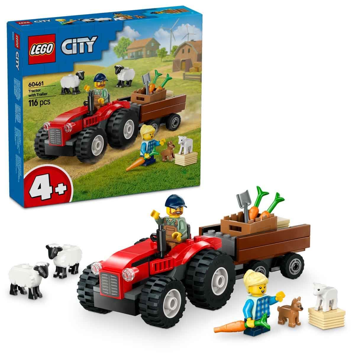 LEGO City Römorklu Kırmızı Çitflik Traktörü ve Koyun 60461