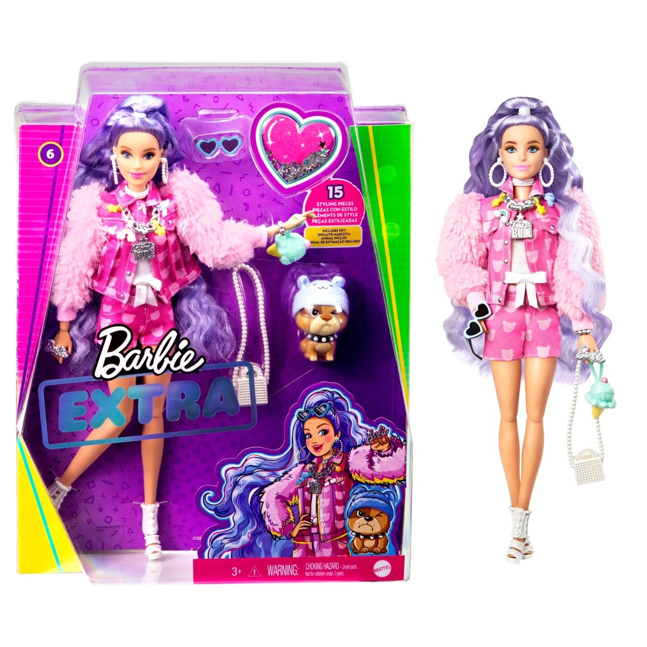 Barbie Extra Mor Saçlı Bebek