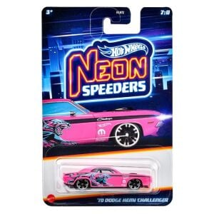 Hot Wheels Neon Yarışçılar Serisi Uzun Kart Mini '70 Dodge Hemi Challenge