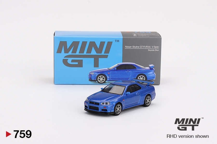 Mini GT 1:64 Nissan Skyline GT-R (R34) V-Spec Bayside Blue
