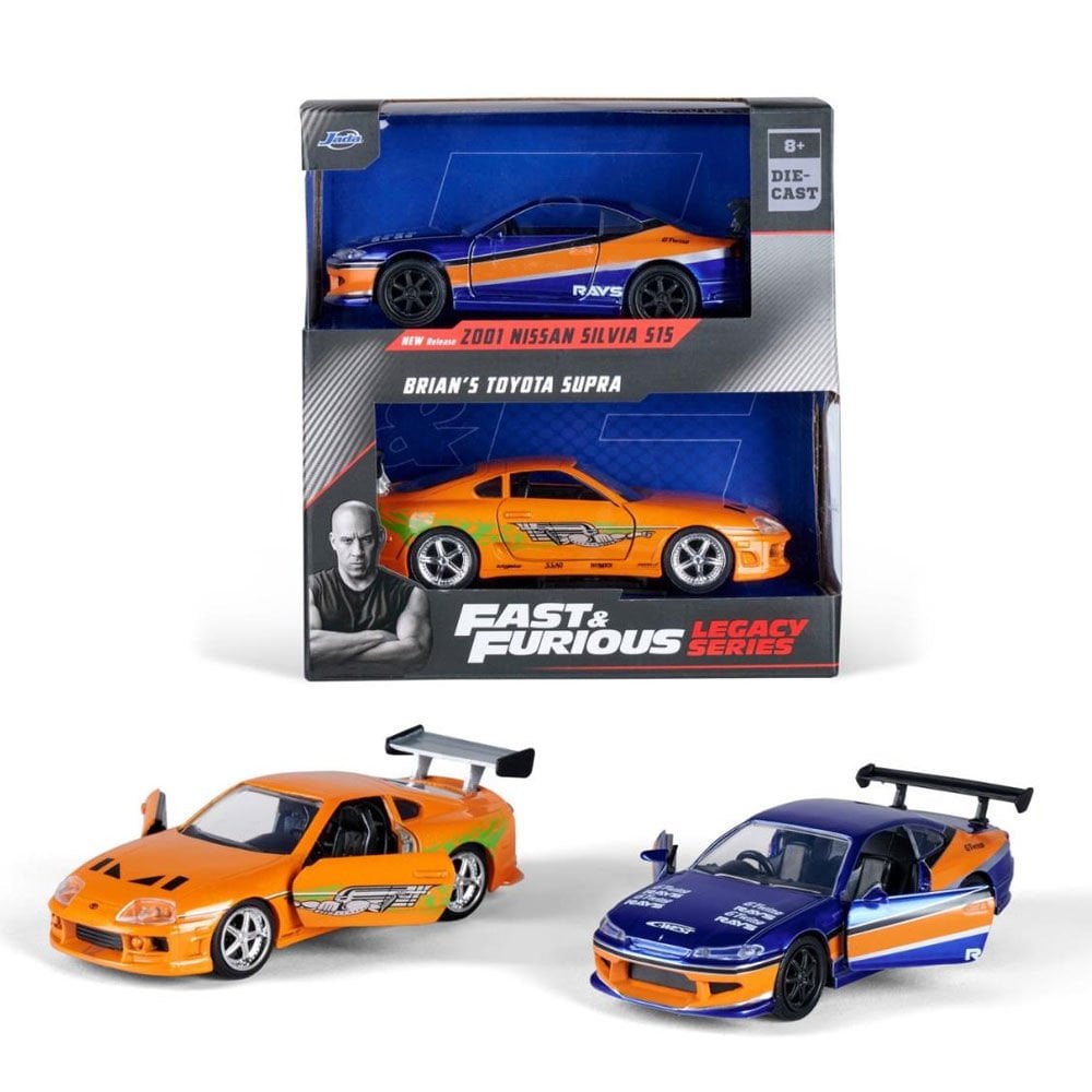 Jada 1:32 Fast&Furious Legacy Serisi 2001 Nissan Silvia S15&Brian's Toyota Supra 1/32 İkili Set