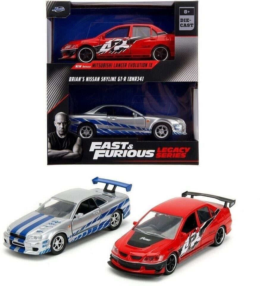 Jada 1:32 Fast&Furious Legacy Serisi Mitsubishi Lancer Evo IX& Brian's Nissan Skyline GT-R [BNR34] 1/32 İkili Set