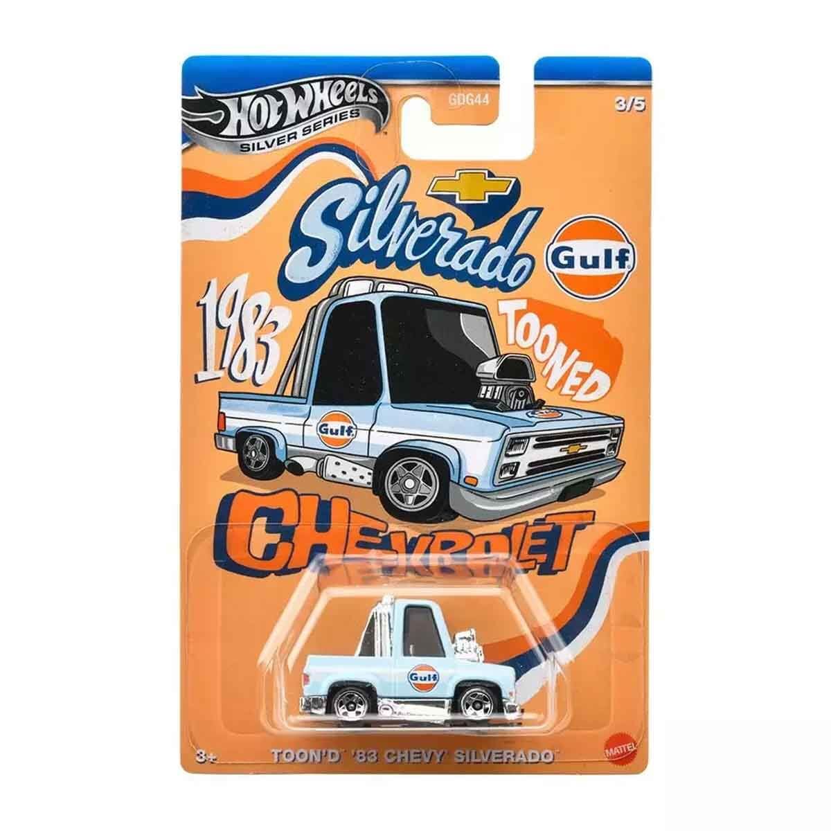 Hot Wheels Silver Tooned Uzun Kart '83 Chevy Silverado