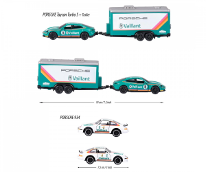 Majorette Taşıyıcı Trailer Setleri Porsche Taycan Turbo S + Porsche934