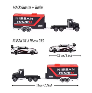 Majorette Taşıyıcı Trailer Setleri Mack Granite  + Nissan GT-R Nismo GT3