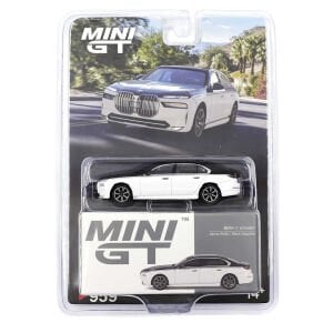 Mini GT 1/64 BMW i7 xDrive60 Alpine White / Black Sapphire  Blister Paket