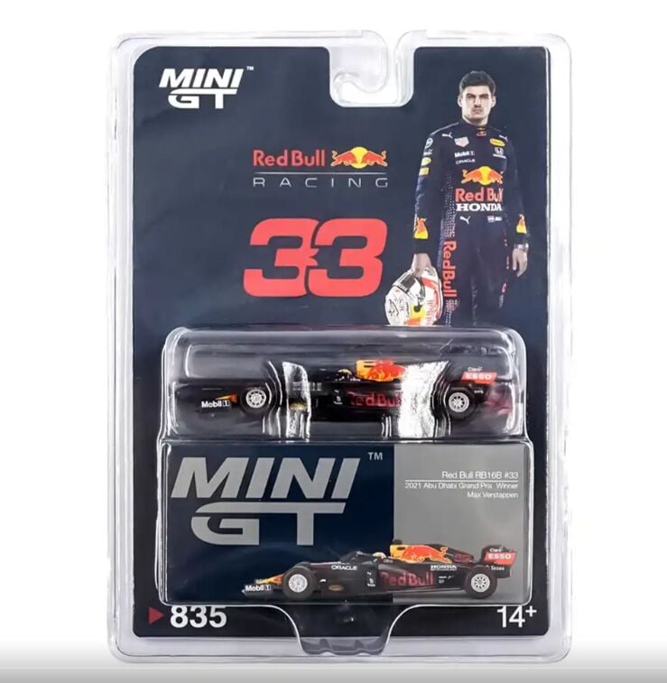 Mini GT 1/64 Red Bull RB16B Max Verstappen 2021 Abu Dhabi Grand Prix Winner Blister Paket