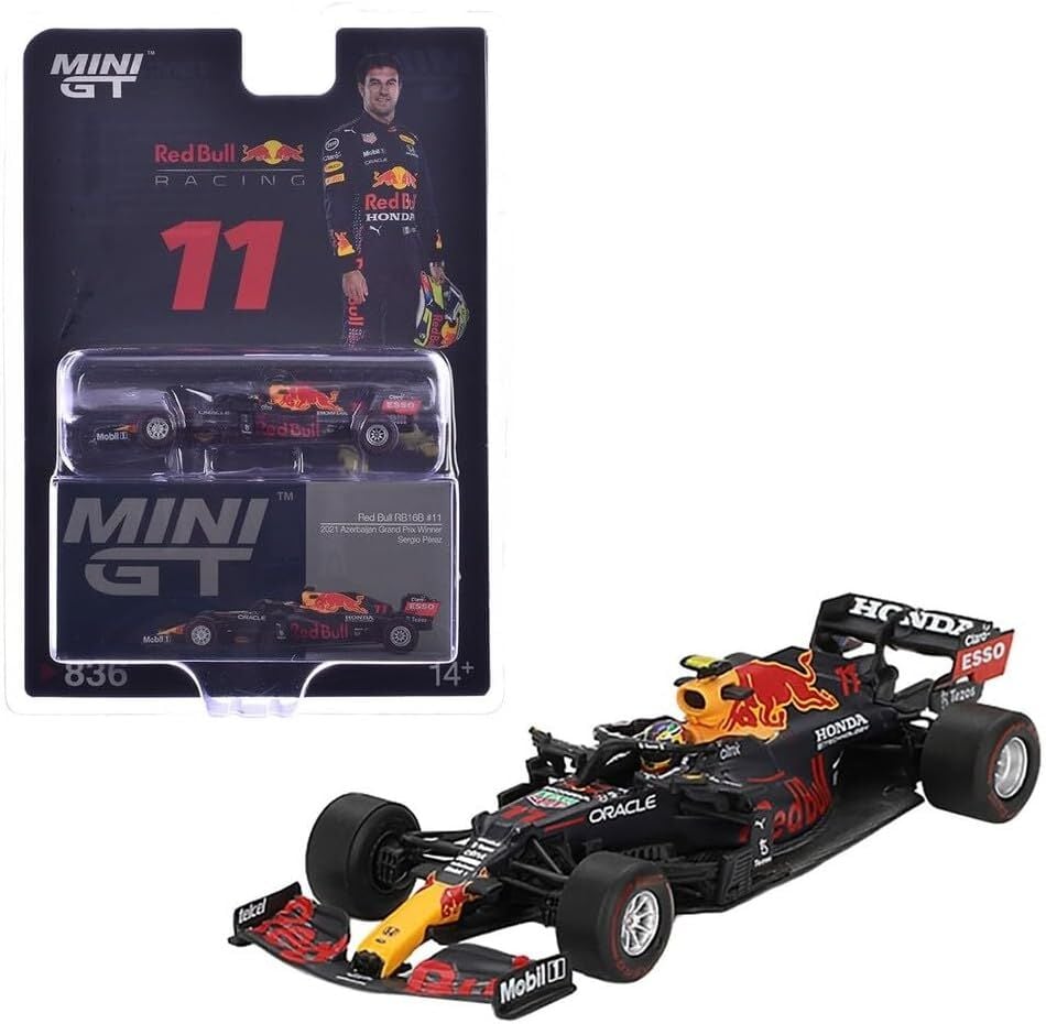 Mini GT 1/64Red Bull RB16B Sergio Pérez 2021 Azerbaijan Grand Prix Winner Blister Paket