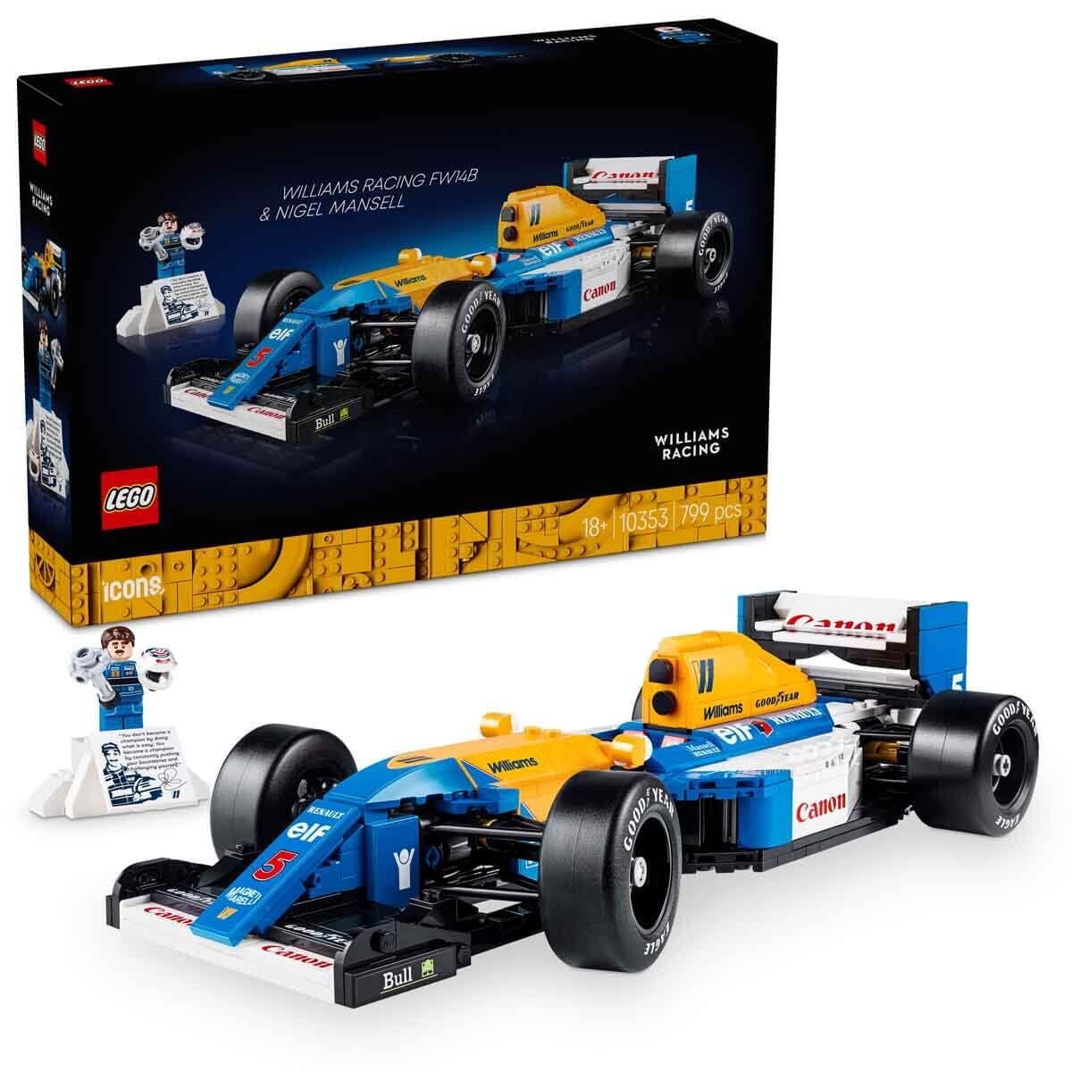 LEGO Icons Williams Racing FW14B ve Nigel Mansell 10353 - Yetişkinler için Koleksiyonluk Yaratıcı Model Yapım Seti