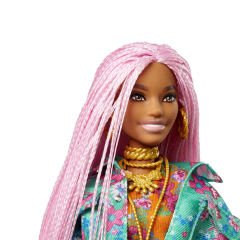 Barbie Extra Pembe Örgü Saçlı Bebek