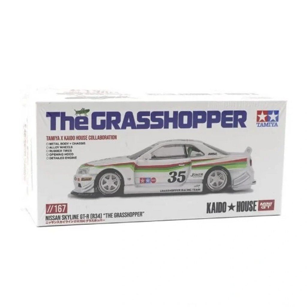 Mini GT x KaidoHouse 1/64 Nissan Skyline GT-R (R34) TAMIYA x KAIDO HOUSE ''The GRASSHOPPER'' V1