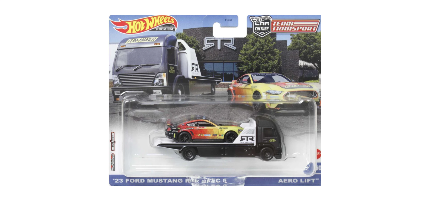 Hot Wheels Premium Team Transport '23 Ford Mustang RTR Spec 5 & Aero Lift