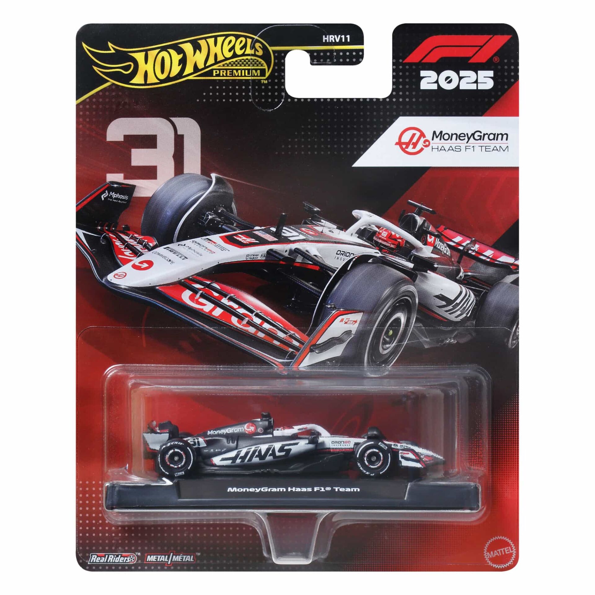 Hot Wheels Premium Formula 1 Yarış Arabaları Moneygram Haas F1 Team (#31) JKD78