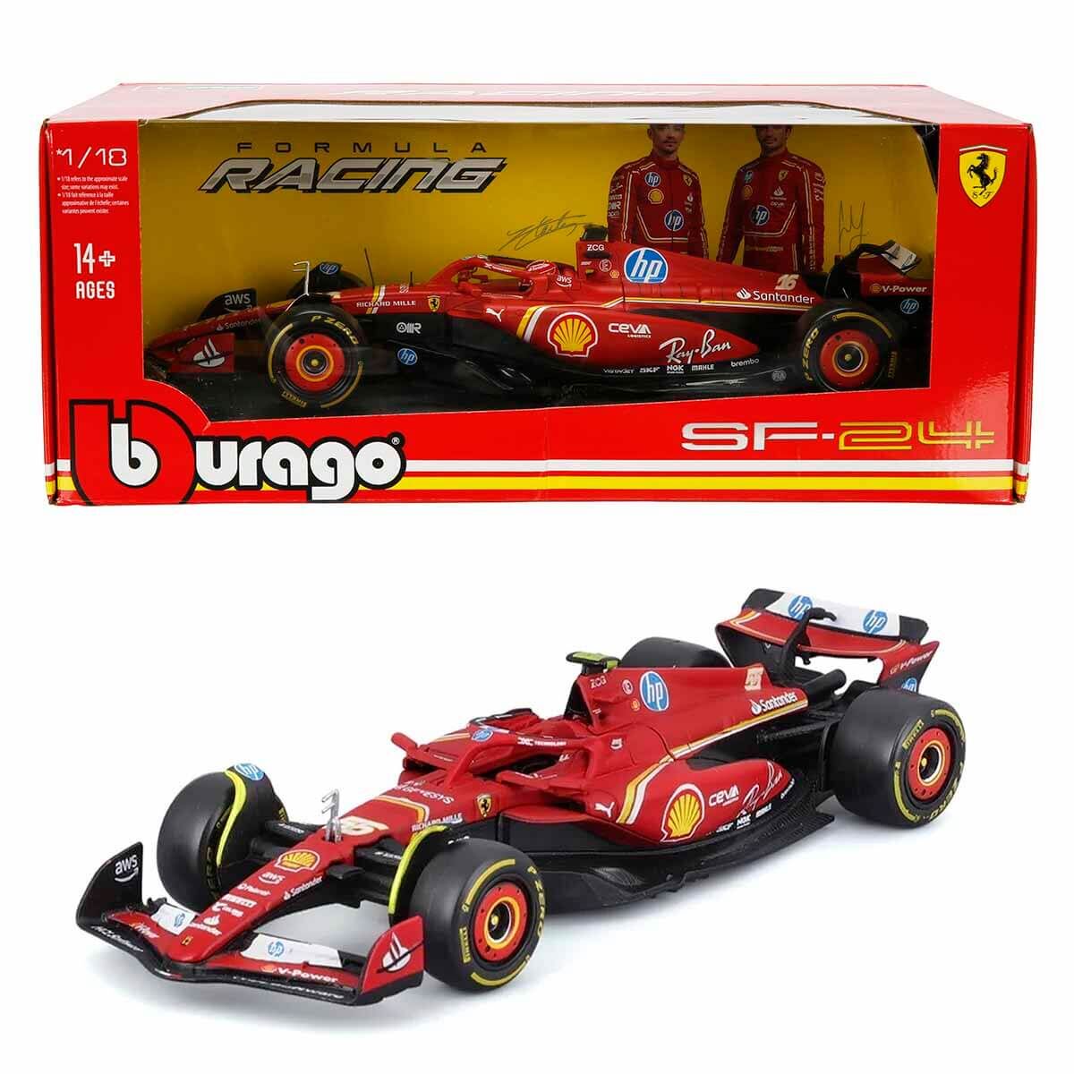 Burago 1:18 Ferrari SF-24 Formula 1 Yarış Arabası Model Araba 55-Carlos Sainz