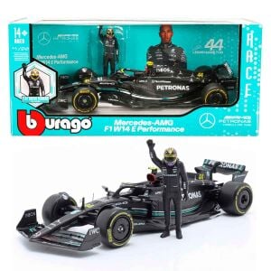 Burago 1:24 Mercedes AMG F1 W14 E Performance Figürlü Formula 1 Yarış Arabası - 44-Lewis Hamilton