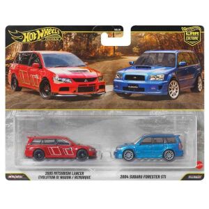 Hot Wheels Premium Car Culture 2'li Paket Jhw46 2005 Mitsubishi Lancer Ve 2004 Subaru Forester Sti