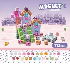 Halley Manyetik Küp Bloklar Pembe Minecraft Temalı 113 Parça SH59841