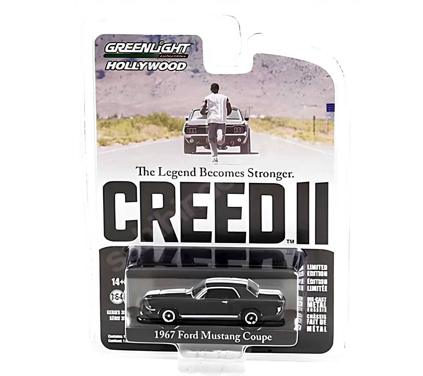 Greenlight 1:64 1967 Ford Mustang Coupe In Black With White Stripes