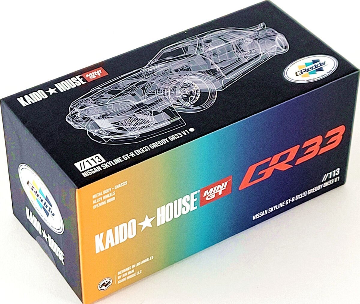 Mini GT 1:64 Nissan Skyline GT-R (R33) Greddy GR33 V1 KHMG113